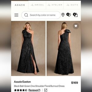 NWT Azazie Easton|Black One Shoulder Floral Burnout Dress|Size A16